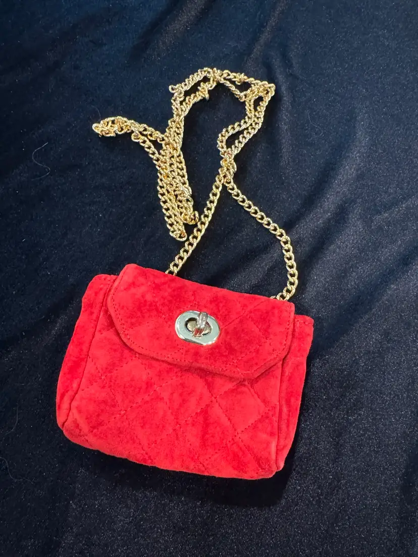 🪹Red Suede Quilted Bag