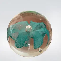 A12. Teal Blue Flower & Bubble Paperweight