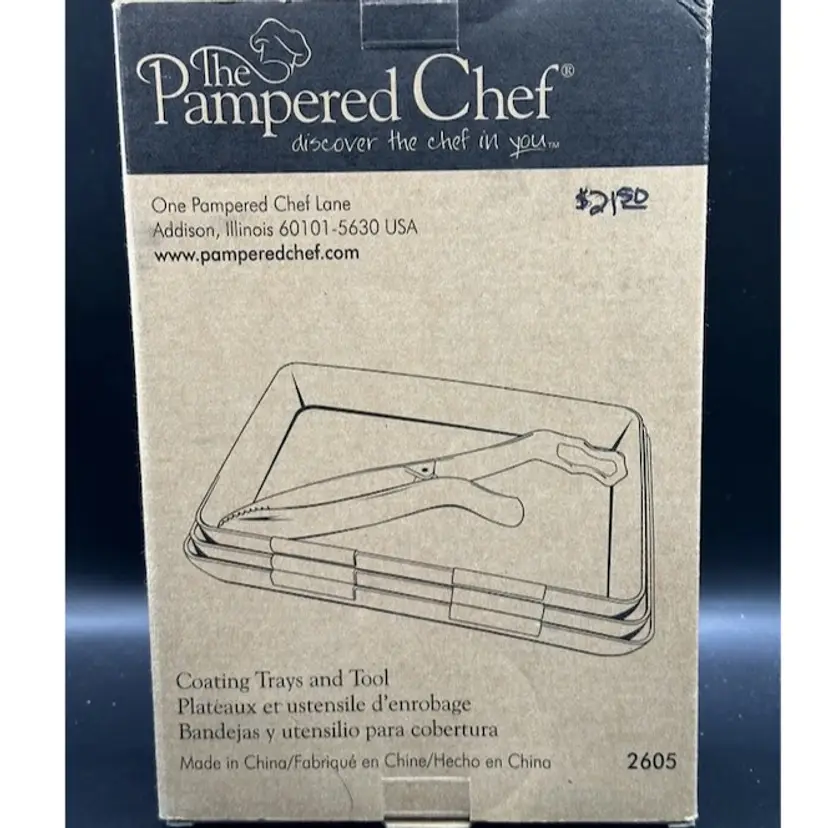 Pampered Chef Coating Trays and Tool # 2605, Interlocking Trays, 4-Piece Set