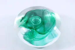 Eric Todd Green Bubble Swirl Glass Paperweight 2012 - Signed