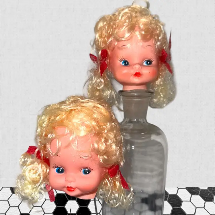 Vintage Blonde Curly Pigtail Doll Head By Mangelsen’s