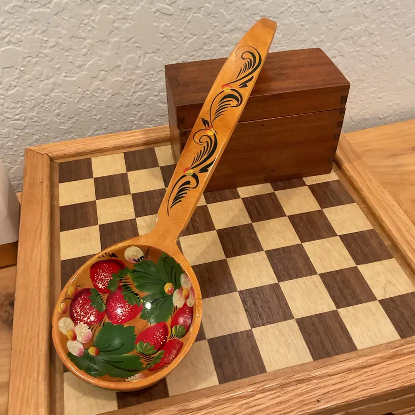 Large Wooden Spoon/Ladle Strawberry Design
