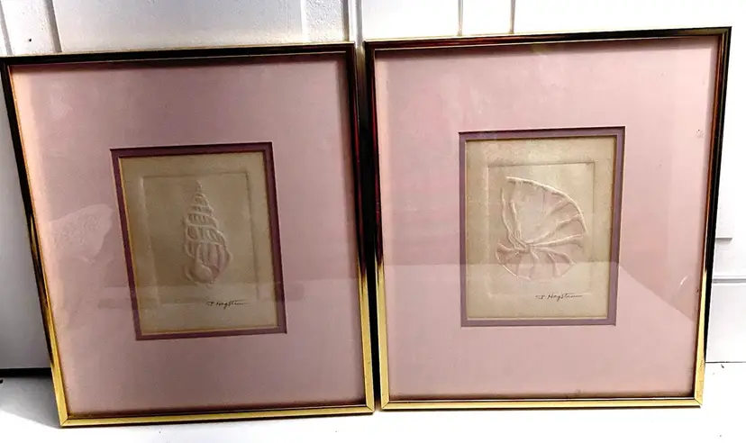 Patricia P. Hagstom Vintage Embossed Coastal Minimalist Seashells Arts