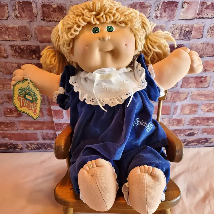 1985 Cabbage Patch Kids TWINS W/long loop Wheat Hair&Green Eyes W/TAGS