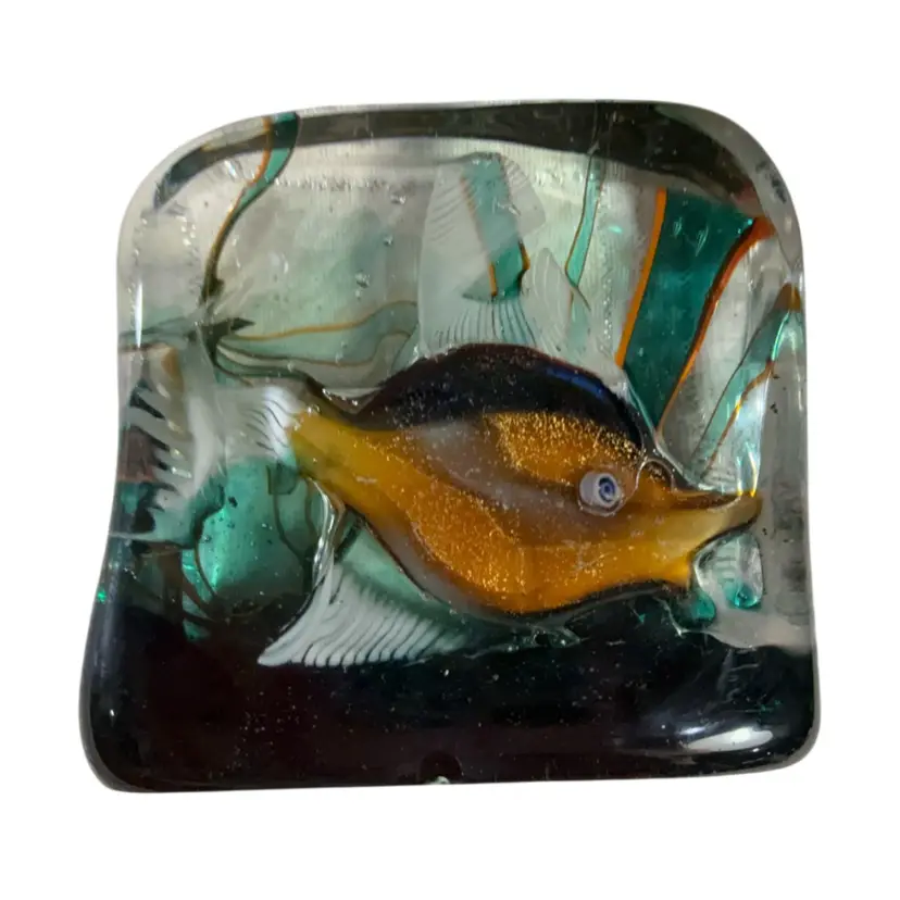 #01 - Vintage MCM 1950s Murano - Alfredo Bernini For Cenedese - 1950s - Original Sticker #6150 Latticino Ribbons & Aventurine Shimmer