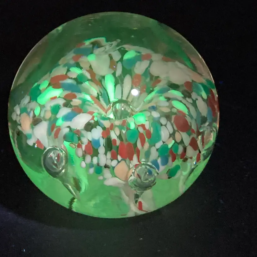 Embossed And Signed Paperweight! 1993!  2 1/2” Tall X 2 1/2” Wide! No Issues! UV Glow!