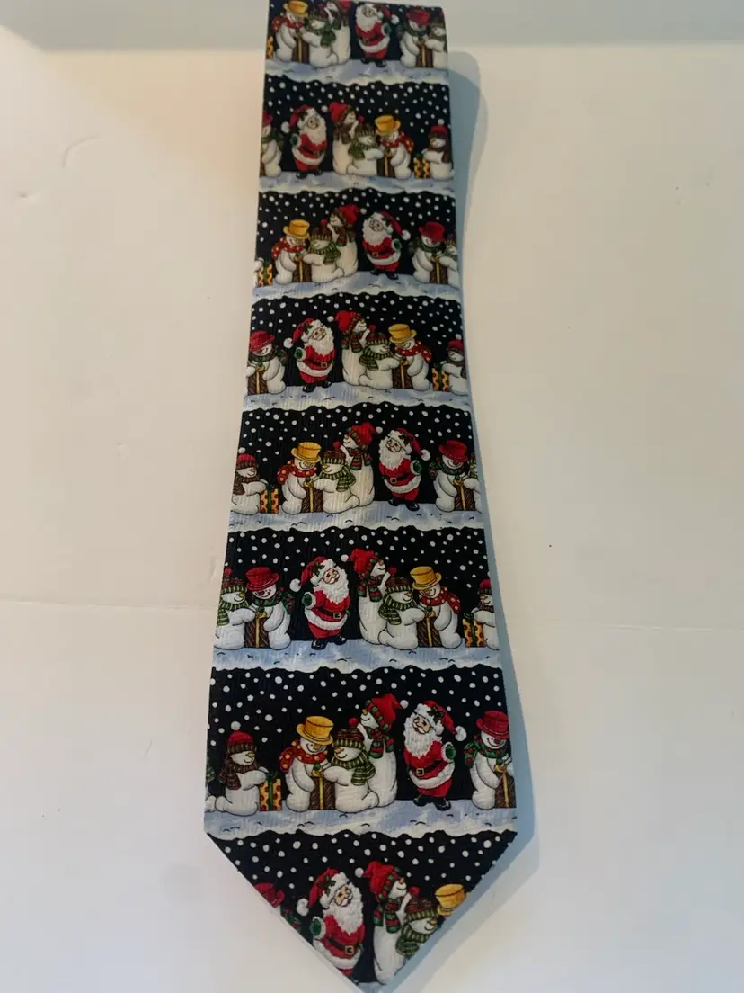 Christmas Tie with Santa and Snowmen