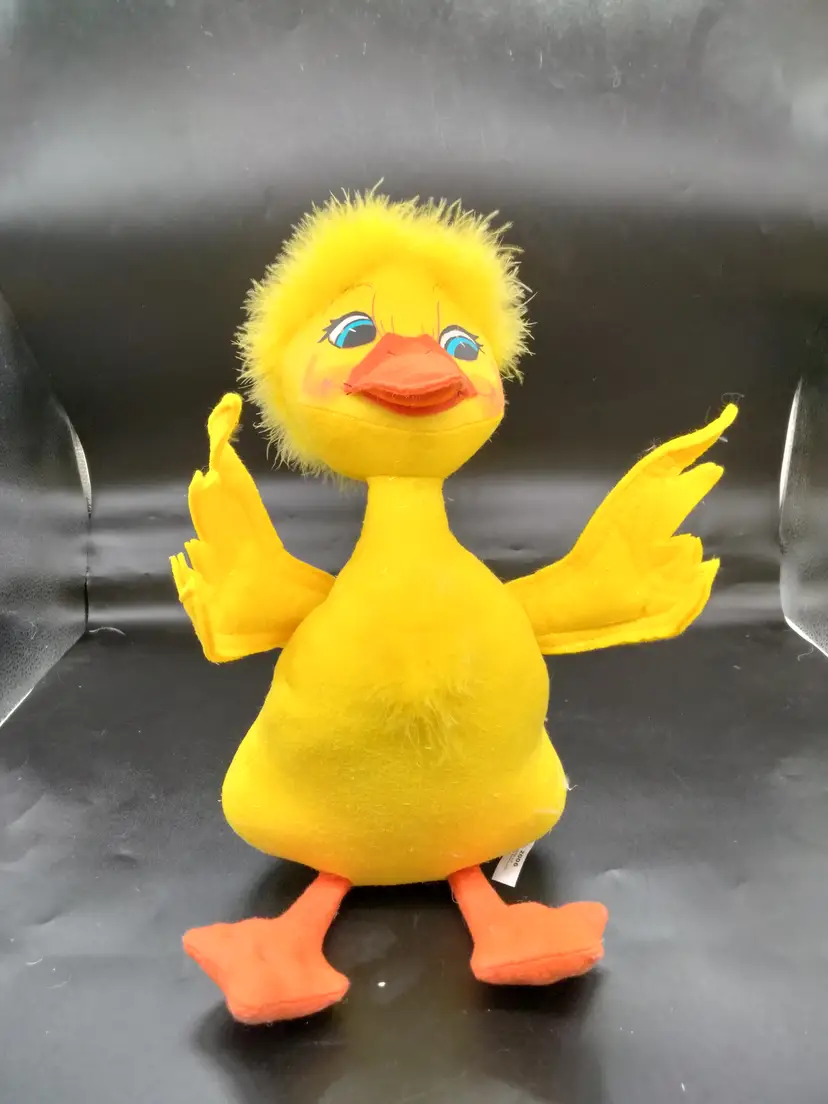 Annalee Fancy Baby Girl Ducky 2006 Yellow Duck with Blue Hair Ribbons Easter 14"