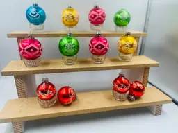 06 - CHOICE - Mid Century Mercury Glass Ornament WITH Clear Salt Cellar Stand - Made in USA and W Germany