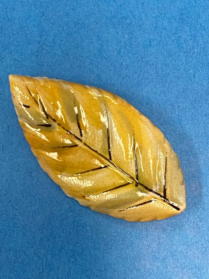 Beautiful Artisan Made Fall Leaf Brooch Signed By Artist