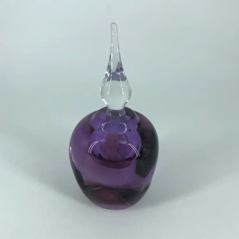 Vintage Signed Silverbrook Neodymium Art Glass Perfume Bottle w/ Stopper