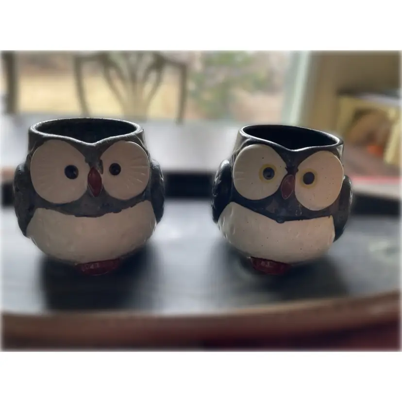 #01 Kotobuki Owl Mugs.Handmade In Japan . Set of 2