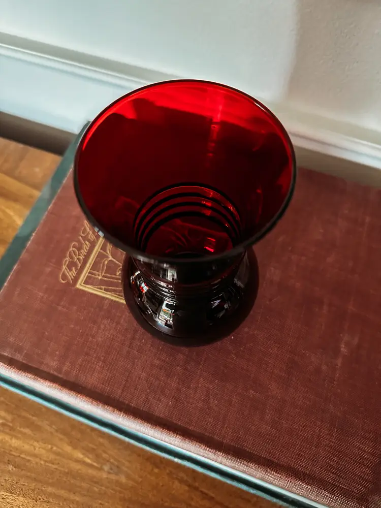 Ruby Red Beehive Glass Vase
