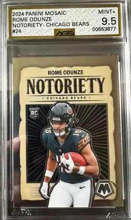 Rome Odunze 2024 Panini Mosaic Notoriety RC AGS 9.5