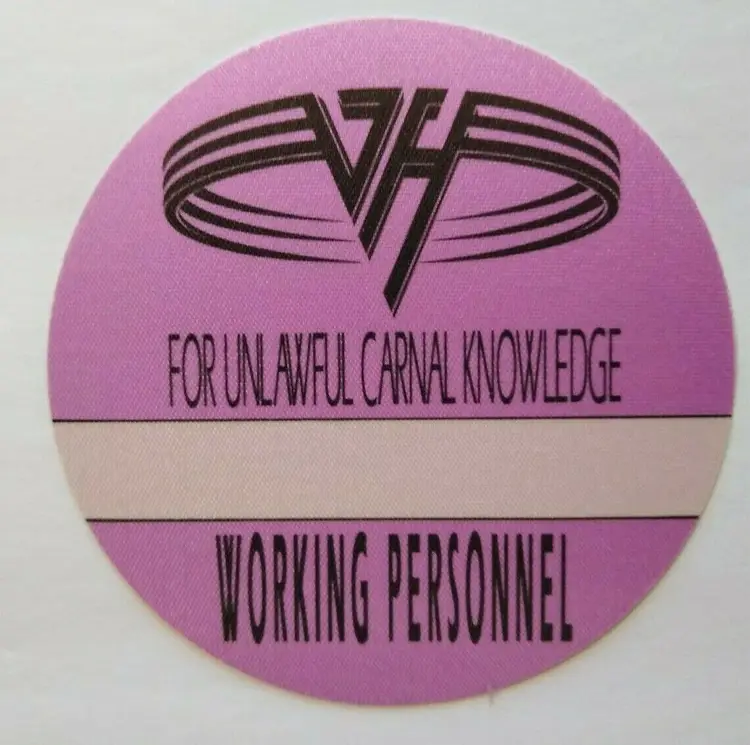 Van Halen Original Backstage Pass Original 1991 Eddie Rock Music Tour Purple