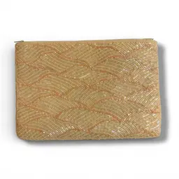 Blush Pink Vintage Seed Bead Zippered Clutch