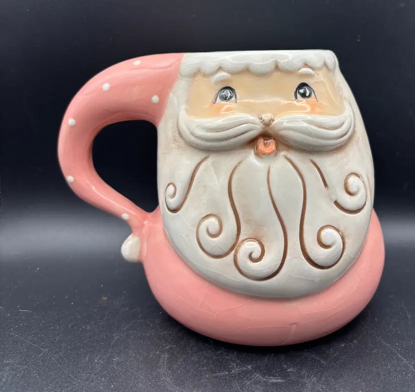 Johanna Parker Design Christmas Pink Santa Ceramic Mug, 20oz
