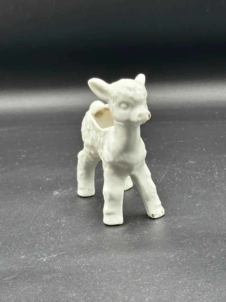 Vintage Ceramic Lamb Japanese Mini Planter Figurine 4 1/4” Sheep Mutton