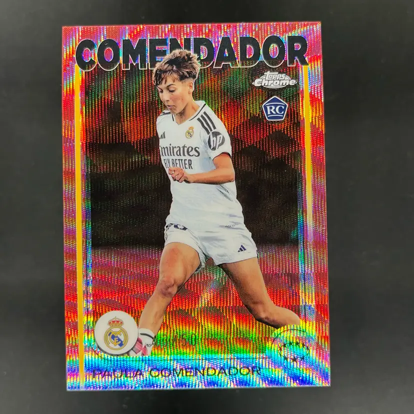 Paula Comendador 2024/25 Topps Chrome UWCL Rose Gold Wave /50 Real Madrid Soccer Card