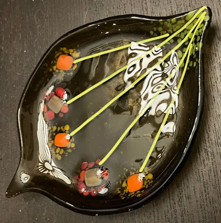 Fused Glass Small Trinket Dish Flower