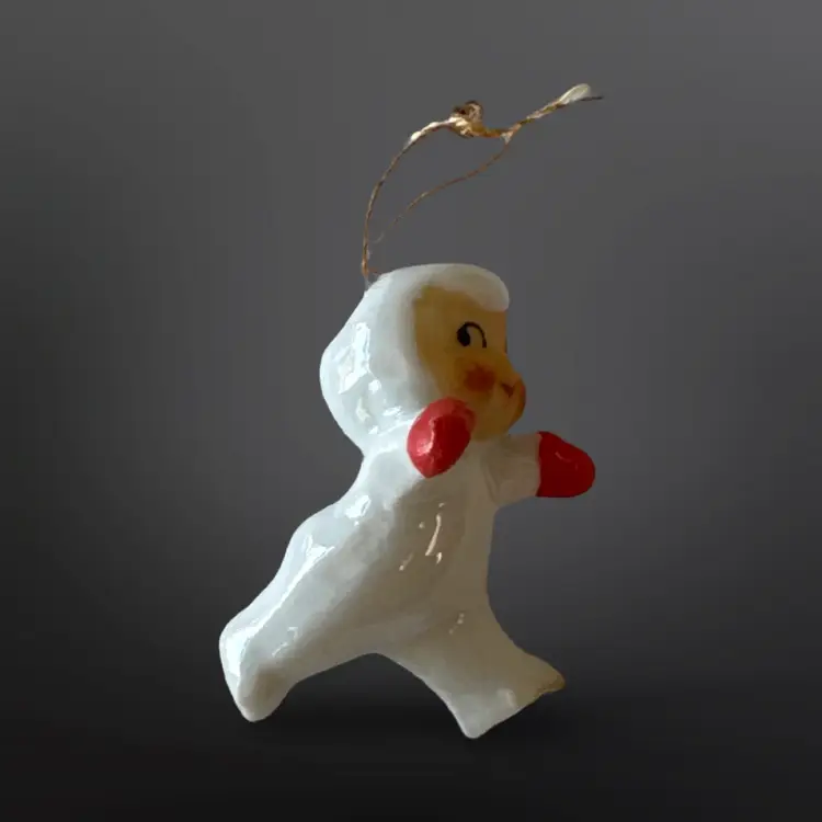 Vintage Holt Howard Snow Babies Mini Porcelain Ornament 1950s HTF