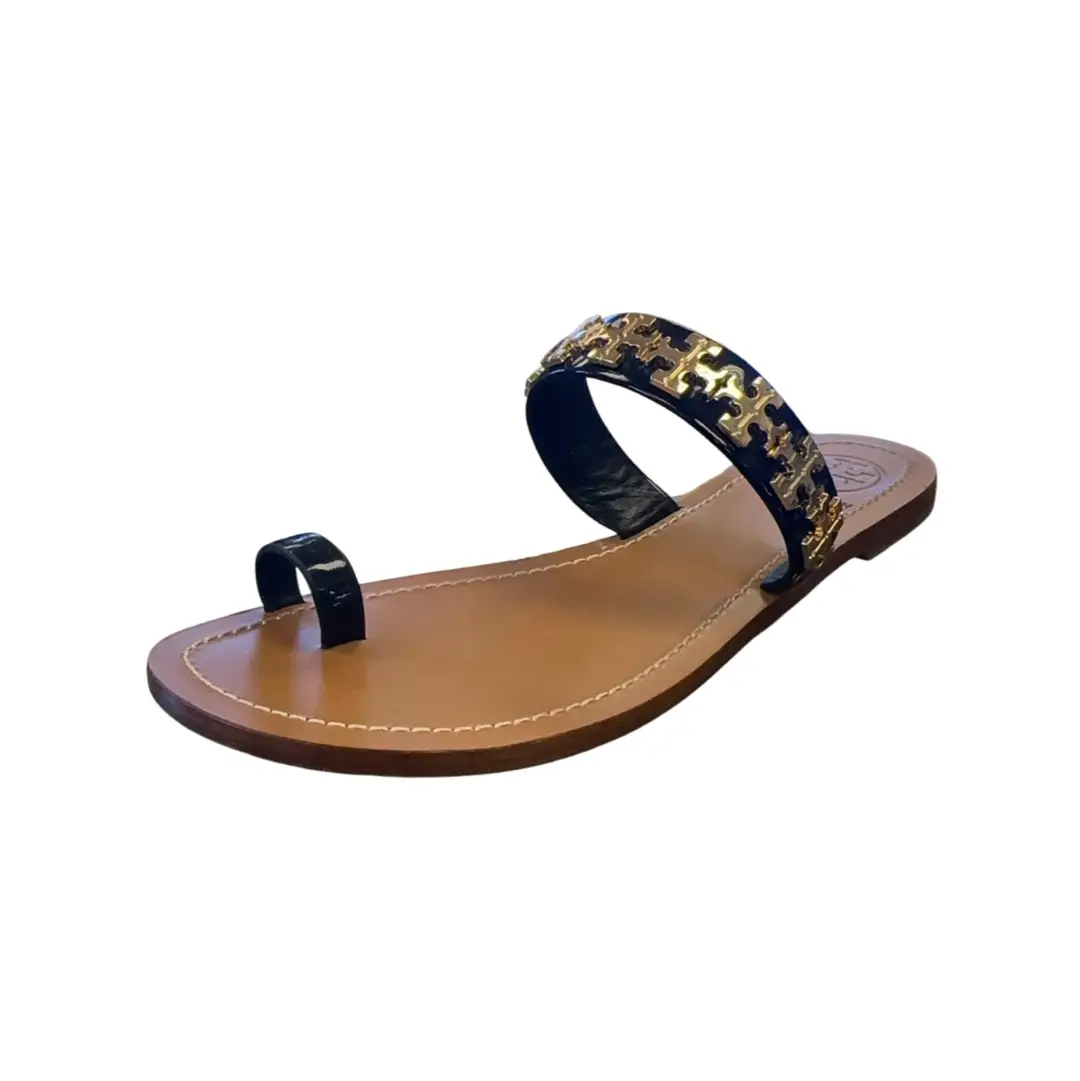Tory Burch Val Black Patent Sandal SZ 7