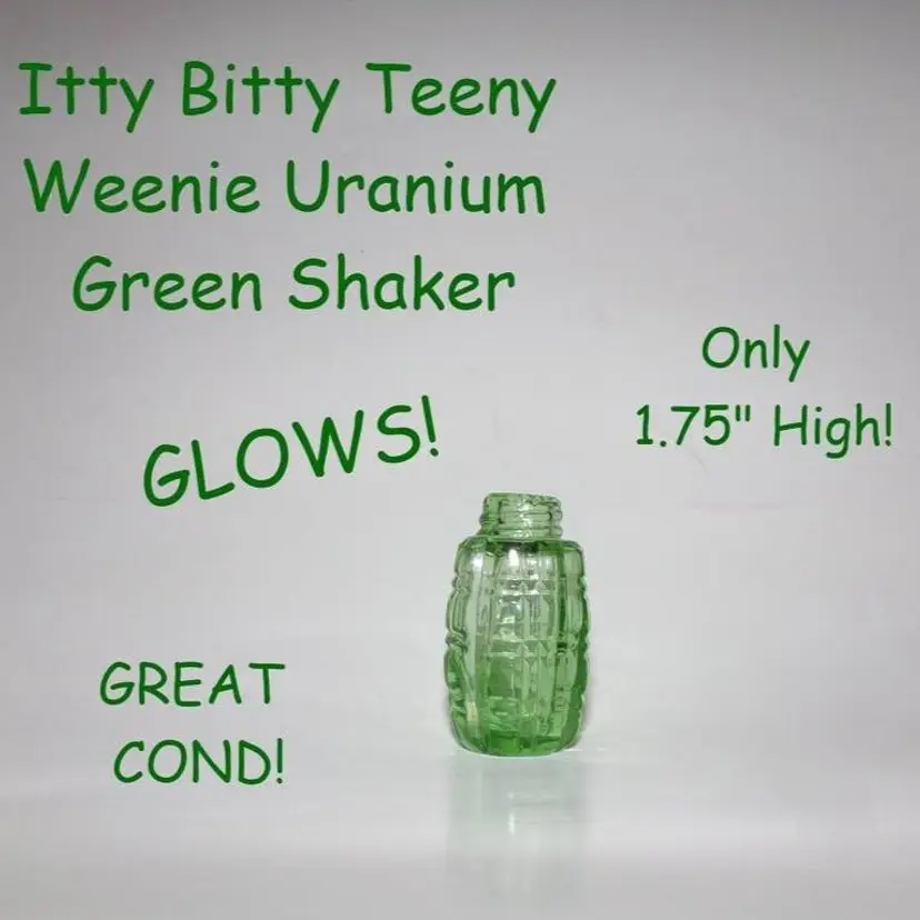 Vintage Rare MINI Uranium Glass Shaker Bottle