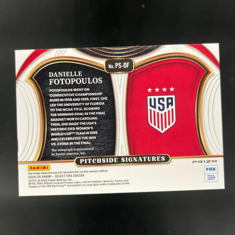 Danielle Fotopoulos 2024/25 Panini Select FIFA Peacock Autograph USWNT Soccer Card CD10