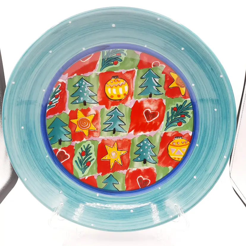 Villeroy and Boch Design Collection Christmas Turquoise Blue Large Serving Bowl HTF