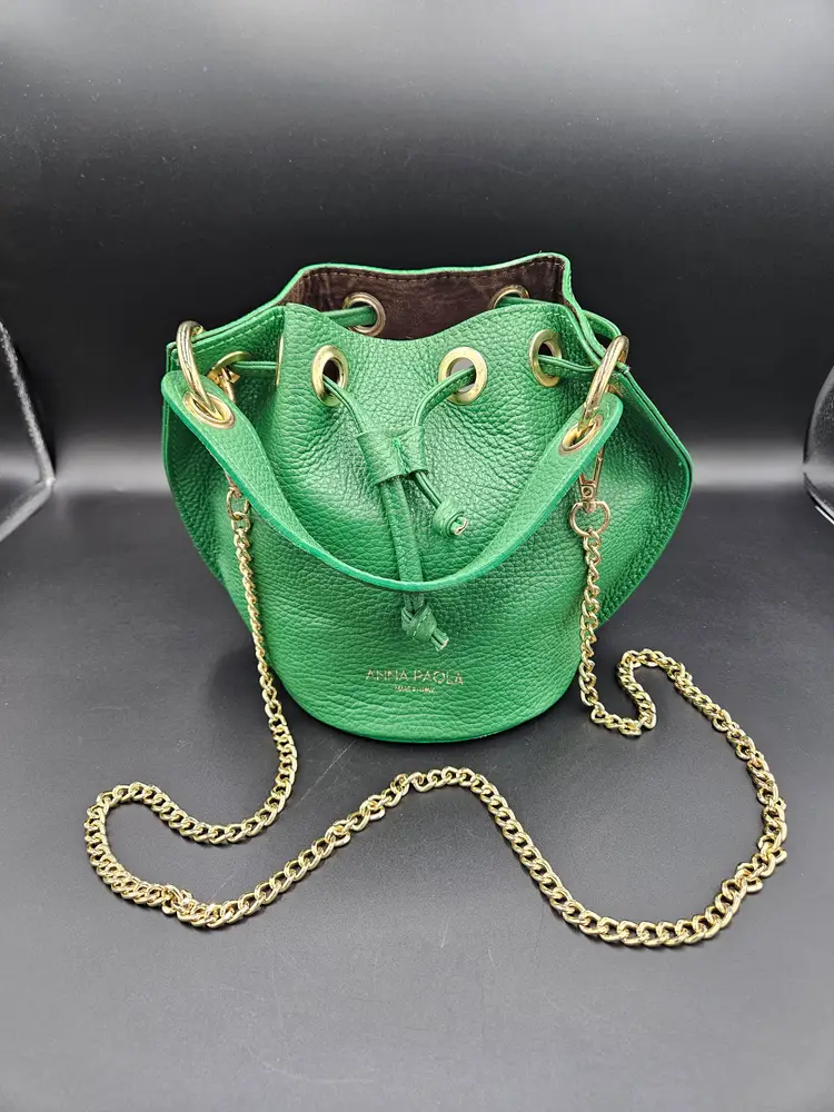 Anna Paola Kelly Green Bucket Handbag