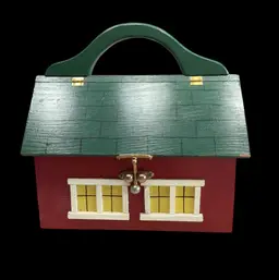 Barn/House/Schoolhouse Wooden Purse With Liner Tight Closure 
9”x5.5”x9”