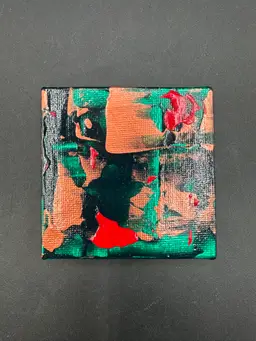 “Ice Box Art” Letter A - Miniature Abstract Painting, Made By Me, OOAK Amanda Montague 3” Square Magnet