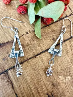 Artisanal Triangle Drop Hammered Earrings