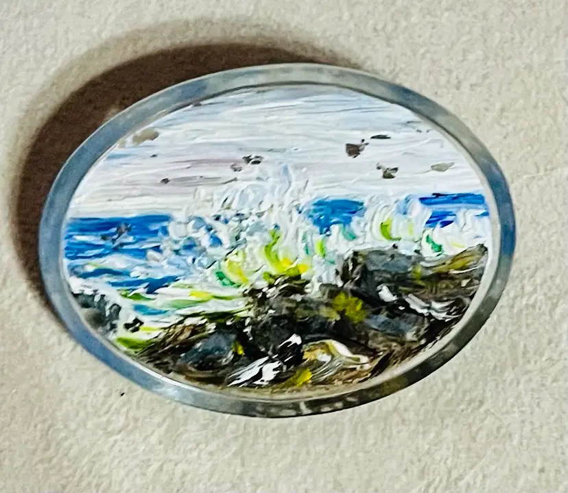 #01 Micro Art Beach Scene Brooch
