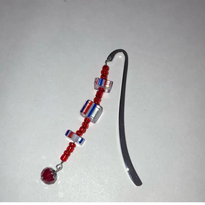 Bookmark Handmade By Me! 3 1/4"! 4 Gorgeous Glass Beads!