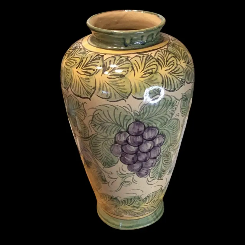 Studio Pottery Grape Vine Design Marked