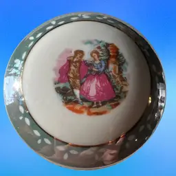 Japanese Trinket Box With Victorian Design White Teal