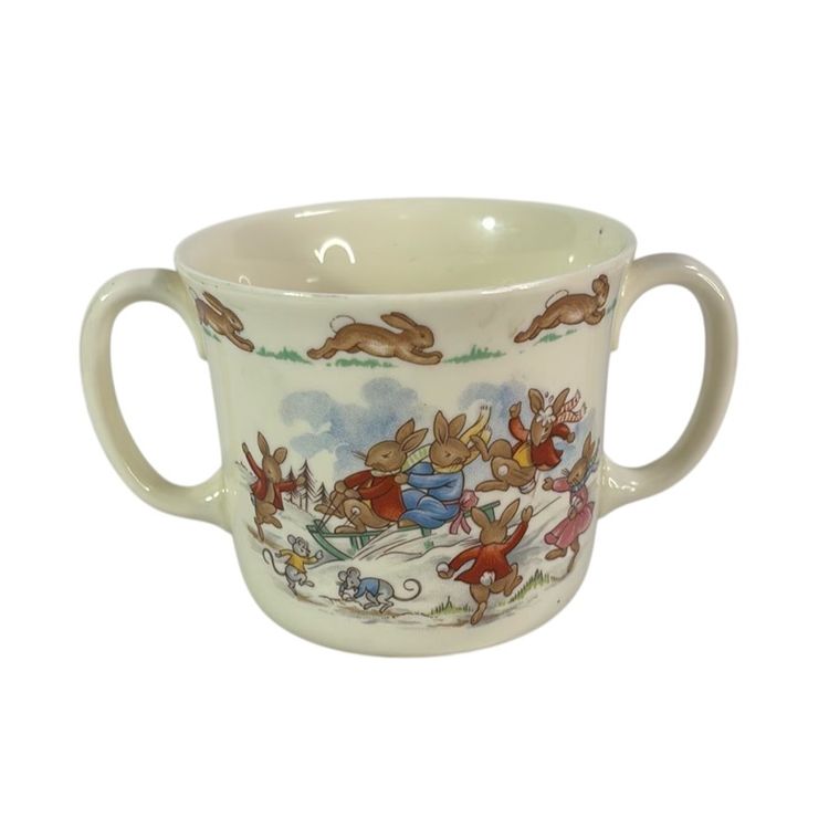 Royal Doulton Bunnykins Fine Bone China Sippy Cup 3.5” x 3” x 5”