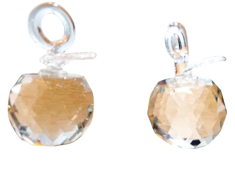 Vintage Swarovski Crystal Apple Ornaments Suncatchers Clear Faceted 2-Piece Set
