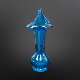 Vintage Blue Glass Jack-in-the-pulpit Vase Hand Blown 8.5”