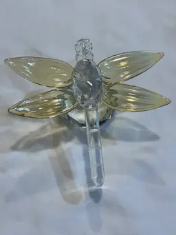 Oleg Cassini Crystal Dragonfly Paperweight - Signed 4” X4” X1”