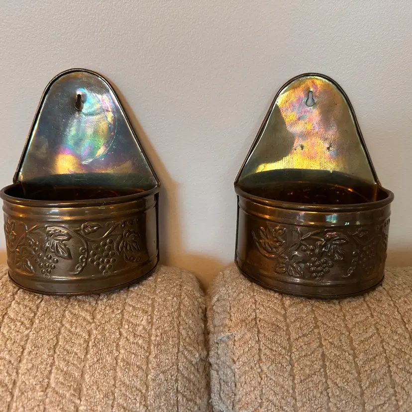 Pair Hosley Intl Brass Wall Pockets