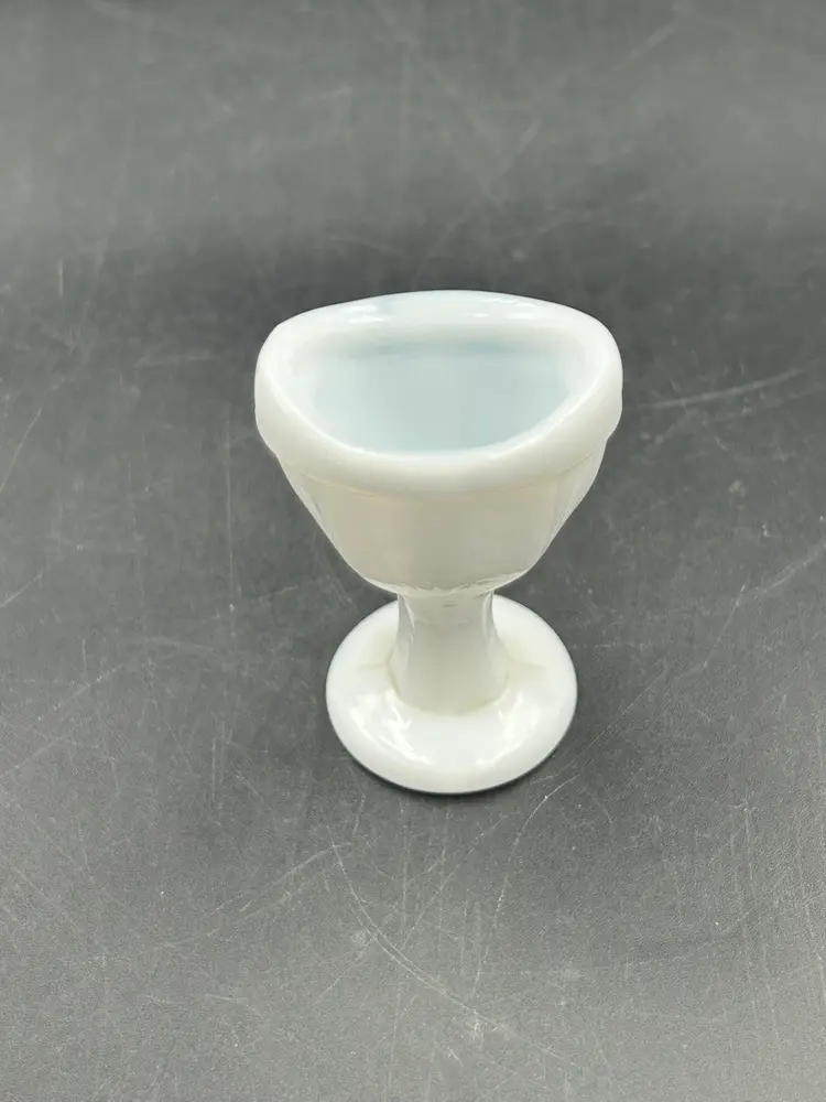 Vintage Optical Eye Wash Cup White Milk Glass Pedestal 8 Panel