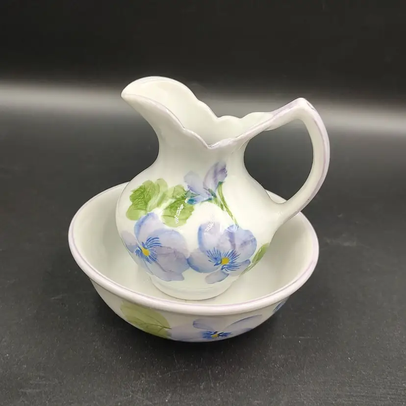 Vtg Andrea By Sadek Miniature Pitcher and Basin Figurine