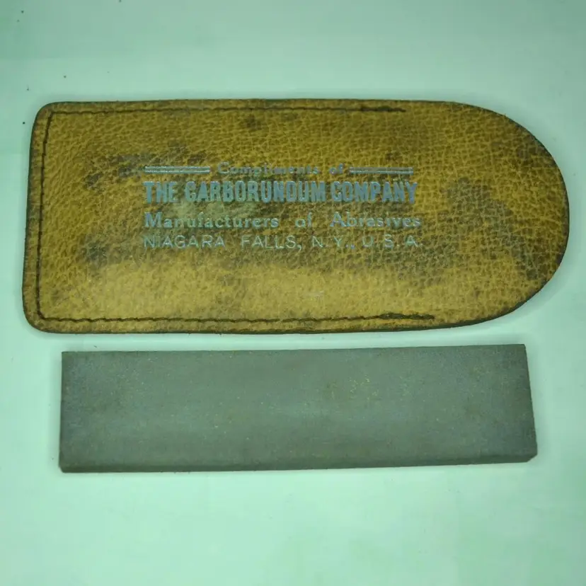 Sharpening Stone In Pouch Vintage Niagra Carborundrum Company NY Advertising Tools Knives