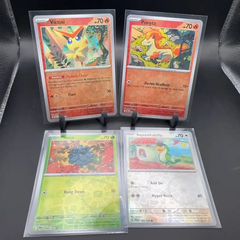 Pokémon Reverse Holo Lot Victini, Ponyta, Pineco, Squawkabilly