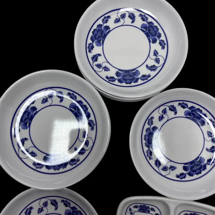 Melamine Thunder Group 1004TB 13  Lotus Pattern Melamine  1 oz Lotus Melamine Sauce Dishes And 1 4oz Divided Sauce Dish