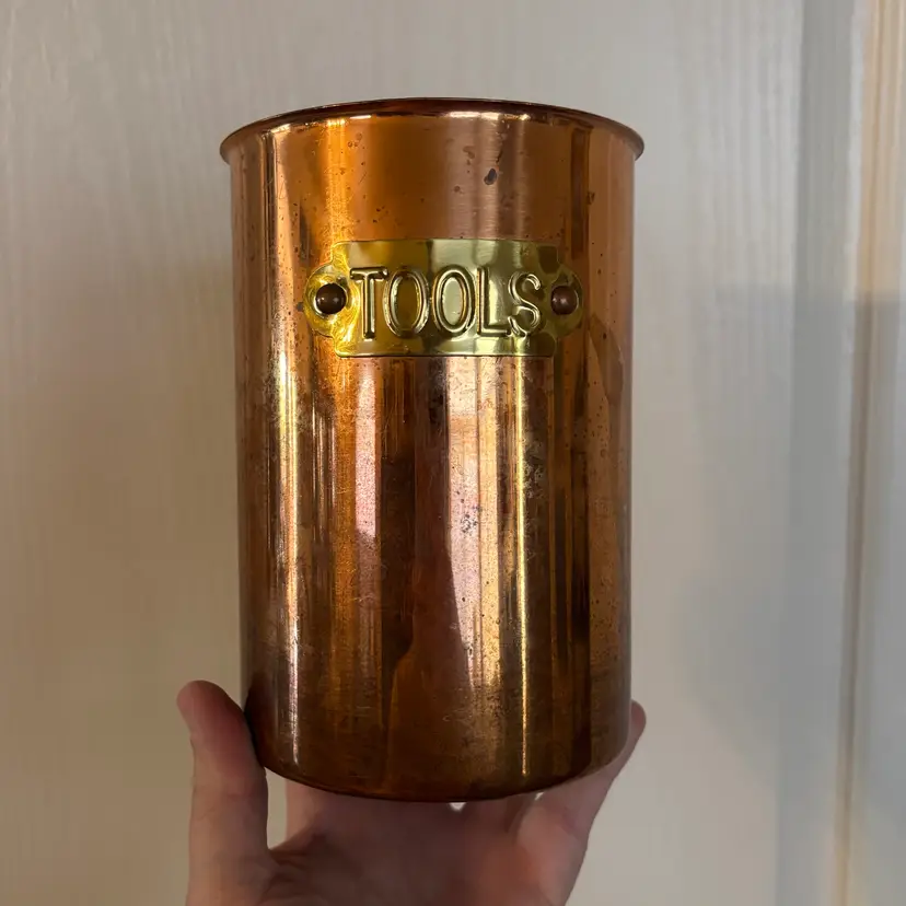 Vintage Copper Utensil Tool Caddy