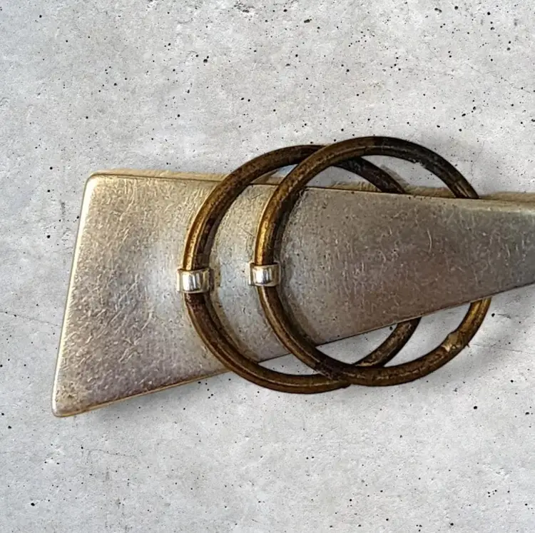 VINTAGE TAXCO MEXICO 925 STERLING SILVER TWO-TONED MODERNIST POINTED BROOCH PIN