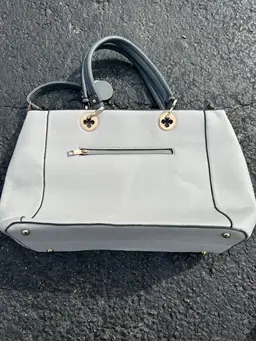 Mia K Collection Grey And Black Faux Leather Handbag Purse